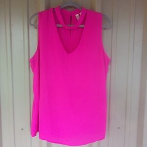 Women's Tacera Hot Pink Sleeveless Blouse Top Shirt Size XL